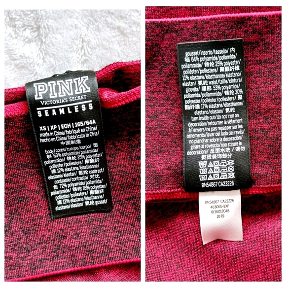 PINK Victoria’s Secret Red Heart Leggings XS High-Rise Form-Fitting Two-Tone - Picture 4 of 4